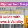 “UG & PG Diploma from Mangalayatan – Genuine or Fake? Full guide with reviews and validity. Student holding books smiling in front of university background.”