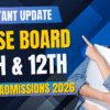 Important Update – BOSSE Board 10th and 12th Admissions 2026 announcement banner with smiling student holding laptop.